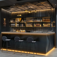 Comptoir de bar moderne en bois massif noir pour bar à domicile, salon, hôtel et restaurant - Facile à nettoyer et écologique