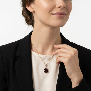 Natural Deep Red Garnet Diamond Rhodium Plated Luxury Women's Gift 14K <b>Solid</b> <b>Gold</b> <b>Pendant</b> OEM ODM Wholesale Supplier - Product Image 6