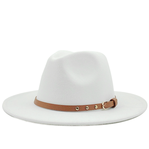 파티 장면을 위해 남성과 여성을위한 심플한 탑 햇 단색 페도라 와이드 챙 재즈 모자 - Product Image 1