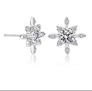 S925 Sterling Silver Moissanite Stud <strong>Earrings</strong> for Women with Snowflake <strong>Frozen</strong> Design Elegant and Versatile - Product Image 6