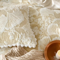 Parure de draps 4 pièces en polyester tissé sur mesure, motif feuillage simple, résistante à l'eau, pour l'hiver, textile de maison