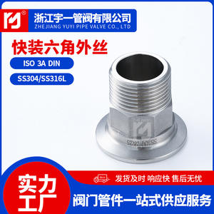 Conector Hexagonal de Acero Inoxidable SUS304/316L de Grado Sanitario, de Instalación Rápida, Tipo Abrazadera con Rosca Macho PT/G para Conductos y Accesorios - Product Image 2