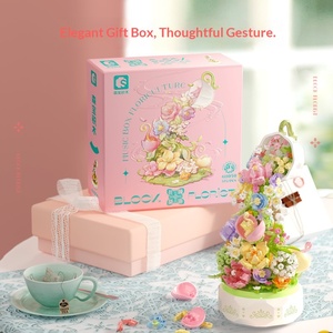 611050 Boîte à musique en plastique ABS, thème Fleur et Thé, jouet de construction, cadeau Saint-Valentin, unisexe, assemblage de puzzle - Product Image 4