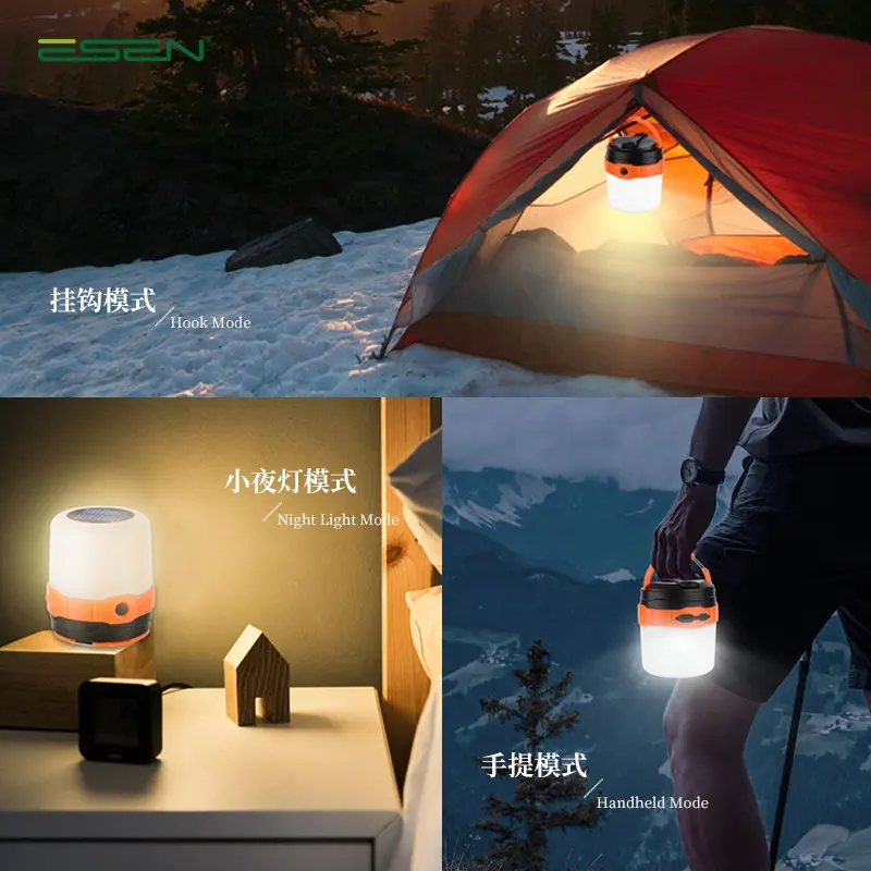 Solar LED Camping Light USB Rechargeable Picnic Light Outdoor LED Dynamo Camping Lantern USB-C Solar Powered Camping Lantern