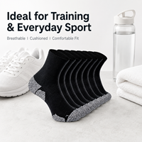 Chaussettes de sport noires personnalisées, respirantes et rembourrées, avec logo personnalisé, antidérapantes, OEM ODM, faible MOQ, directement de l'usine