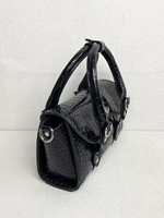 Sac fourre-tout Betty style punk en cuir huilé et ciré, grande capacité, sac à bandoulière