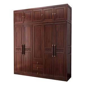 Armoire en bois massif ébène avec portes battantes, meuble de rangement pour chambre à coucher, écologique, pour adultes - Product Image 3