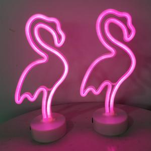 Neon Pink Flamingo <b>LED</b> <b>Night</b> <b>Light</b> Battery Powered Eco-friendly Plastic Gift for Kids Girls Room Desk Decor - Product Image 2