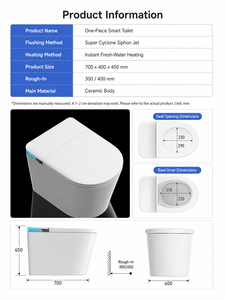 <span class=keywords><strong>WC</strong></span> Smart Monoblocco Moderno con Bidet Integrato, Serbatoio Incorporato, Nessun Limite di Pressione dell'Acqua, <span class=keywords><strong>Coperchio</strong></span> Automatico, Sciacquo con Sensore a Piede, Sedile Riscaldato e Asciugatore - Product Image 6