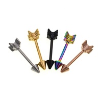 Anneau de piercing pour le mamelon en acier inoxydable de calibre 14, forme de flèche, pour piercing industriel, bijoux de piercing corporel