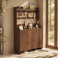 Meuble de rangement haut multifonctionnel en bois massif de caoutchouc, sur mesure, couleur unie, pour entrée, couloir ou chambre, avec compartiment à chaussures
