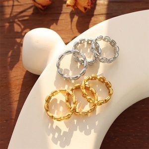 Popular Personalized Jewelry Gold Plated Stainless Steel Hollow Link Chain <b>Finger</b> <b>Rings</b> for Women - Product Image 3