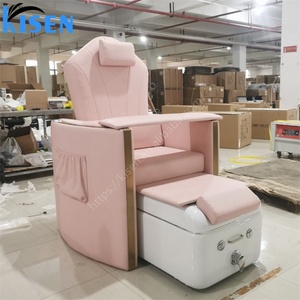 โต๊ะนวดเท้าสปาหรูหราทันสมัย Kisen สีชมพูอ่อน เก้าอี้นวดเท้าไฟฟ้าสำหรับเฟอร์นิเจอร์ร้านทำเล็บ - Product Image 1