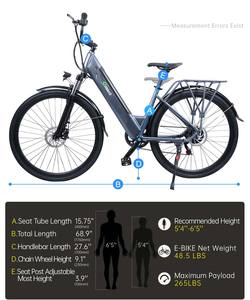 Vélo de route électrique pour <span class=keywords><strong>femme</strong></span> 250W 36V 7.8AH avec cadre en acier à suspension avant et batterie au lithium pour dames - Product Image 3