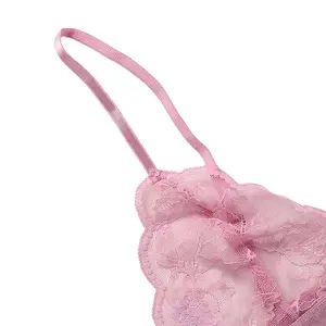 Sujetador de encaje transparente para mujer, lencería Sexy rosa, Push Up, inalámbrico, Floral, venta al por mayor