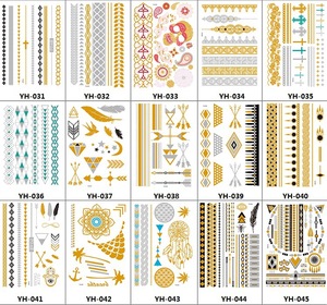 Vente en gros de bracelets à chaînes pour femmes, faux <span class=keywords><strong>bijoux</strong></span>, <span class=keywords><strong>tatouage</strong></span> temporaire étanche, autocollant de <span class=keywords><strong>tatouage</strong></span> métallique doré pour poignet et <span class=keywords><strong>bras</strong></span> - Product Image 6
