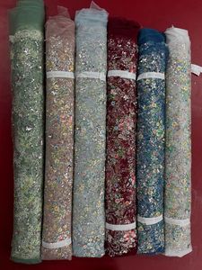 Tissu filet de séquence importé mis à jour avec perles de travail manuel idéal pour les vêtements pour femmes Matière première textile et tissu de vêtement - Product Image 3