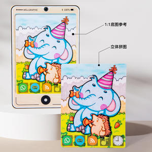 थोक सस्ते 24 पीसी 3 डी लकड़ी के फोन जिगसॉ बेबी पहेली पेपर फार्म पशु कार काटने पहेली diy मोंटेसरी शैक्षिक बच्चे खिलौने - Product Image 5