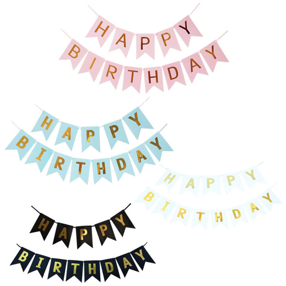 Happy Birthday Letter Banner Paper Bunting Garland Baby Shower forniture per decorazioni per feste di compleanno per bambini Banner in oro rosa