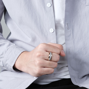 Luxury yunnique style 468mm inner and outer curved <b>tungsten</b> steel ring with ice silk inlay, fashionable and unique - Product Image 2