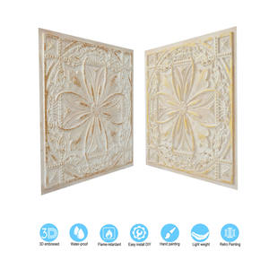 モダンなエンボス加工されたTin壁タイルホテル苦痛亀裂ゴールドホワイトPL10 PVC Ceilin - Product Image 5
