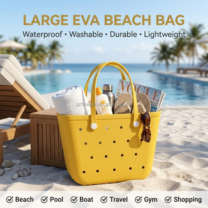Sac fourre-tout en EVA personnalisé avec logo, imperméable, grande capacité, durable, lavable, en silicone creux, sac de plage en caoutchouc, vente en gros pour la plage - Product Image 6