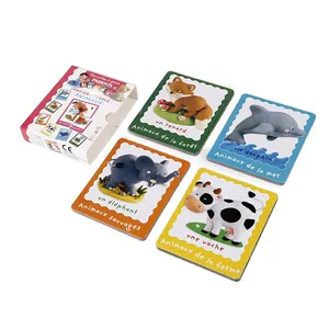 Personalizado Impresso Animal Cognitivo Crianças Language Learning Classroom Ensinar Alfabeto Flash Cards Educacional