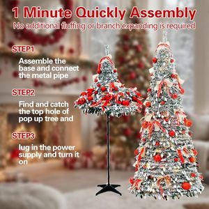 Albero di Natale Artificiale Pre-Decorato Pieghevole per Decorazioni Festive (Rosso, Rosa e Bronzo) - Product Image 6