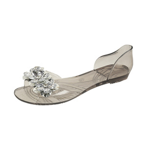 <span class=keywords><strong>Bingbing</strong></span> Sparkling Jelly Shoes Damen-Sommer-Sandalen mit flachem Absatz und flachem Boden, transparente Außensohle mit Fischmaul-Design - Product Image 5