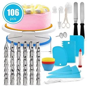 106 Stück Kuchen Plattenspieler Werkzeuge Set rotierende Kuchen Dekorations spitzen Set/Torten ständer/Kuchen Dekorations set Werkzeuge