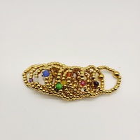 2024 Neue Stile Edelstahl PVD Gold Perlen Stretch Ring mit rotem Karneol Kristall Edelstein schliff Diamant form für Verlobung