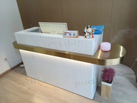 Bureau d'accueil simple en bois pour immeubles de bureaux, salons de coiffure, cliniques dentaires