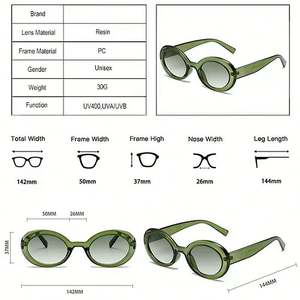 Lunettes de soleil ovales rétro tendance 2025 pour femme, protection UV400, couleur gelée, lunettes rondes pour femme - Product Image 5