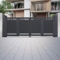 Puerta Eléctrica Plegable Retráctil de Aluminio para Entrada de Patio de Villa, Diseño Artístico Chino, Anticolisión, de Doble Apertura