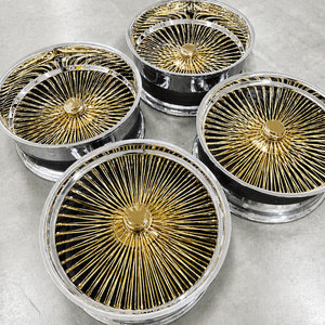 Cerchi in Lega Dorati di Lusso a <span class=keywords><strong>150</strong></span> Razze, Cerchioni Profondi da 13-22 Pollici per Auto Classiche e Custom Lowrider - Vendita all'Ingrosso - Product Image 3