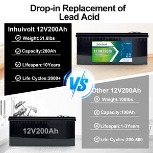 गहन चक्र 12v200ah 6000 चक्र जीवन 4 बैटरी 100 आह 300h 12 v लिथियम सौर बैटरी 12 वी 200ah-अप के लिए आरवी समुद्री नाव - Product Image 5