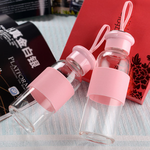 Bouteilles d'eau en verre pour enfants avec couvercle en silicone et lanière, design à large ouverture, 420 ml, en silicone de qualité alimentaire, vente chaude en gros - Product Image 3