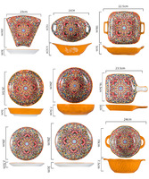 Promotion Style Bohème Vaisselle en Céramique Assiettes et Plats Rétro Services de Table Porcelaine Sous Glaçure Grossiste Bols et Assiettes