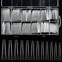 Nouvelle boîte de 240 pièces de faux ongles XXL ultra longs, modèles French, carrés, amande, en ABS transparent, avec colle pour ongles