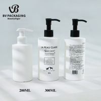 Emballage de shampooing solide cosmétique blanc mat au toucher doux de luxe 150 ml 200 ml 300 ml, flacon pompe en plastique HDPE pour lotion