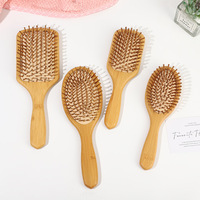 100% naturel écologique bambou en bois cheveux coussin brosse peigne Massage marque privée pagaie démêlant brosse à cheveux pour les femmes