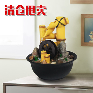 Fontaine d'eau en bambou avec roue à eau, ornement de bureau, décoration Feng Shui, cadeau de bureau, avec fonction lumineuse - Product Image 5