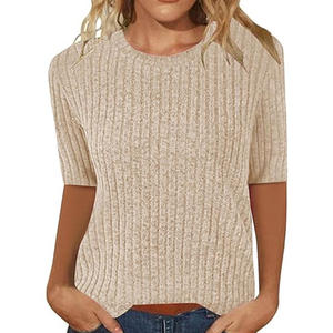 Chemisier élégant en maille à manches mi-longues pour femme – Haut tricoté confortable pour le bureau – Tissu tricoté tendance – Chemise de travail élégante pour femme - Product Image 3