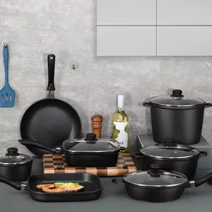 OEM новый дизайн бытовой кухонный набор литой алюминиевой посуды