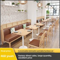 Meubles de restaurant en bois massif, style minimaliste moderne, personnalisables, avec mousse haute densité, ensemble de table et de chaises pour café et bar