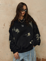Sudadera con Capucha Cuadrada para Hombre, Estilo Premium, Lavada al Ácido, Desgastada, con Bloques de Color en Contraste y Parche Bordado, Abrigo de Invierno para Hombre