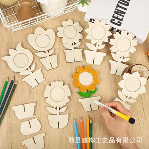 Wooden Flower Craft <b>Kit</b> For Kids <b>DIY</b> Painting 3D Educational Parent Child Creative Decoration 4-6Y - Product Image 1