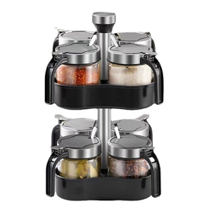 Tour de rangement rotative pour épices, support de comptoir tournant pour condiments avec bocaux en verre - Product Image 4
