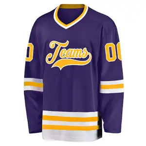男女通用男子冰球练习运动衫定制任意编号和名称刺绣紫色XL尺寸OEM团队名称
