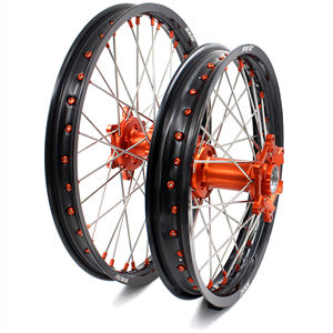 KKE-Juego de llantas Dirt Bike MX <span class=keywords><strong>Enduro</strong></span>, Compatible con <span class=keywords><strong>KTM</strong></span> EXC SX XCF XC-F 125 250 350 450 525 530, pezón de aleación naranja - Product Image 3